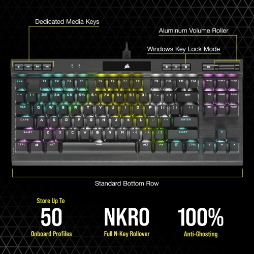 CORSAIR K70 RGB TKL Wired Optical-Mechanical OPX Linear Keyswitches Gaming Keyboard with 8000Hz Polling Rate - Black by CORSAIR - Refurbished condition - Image 3