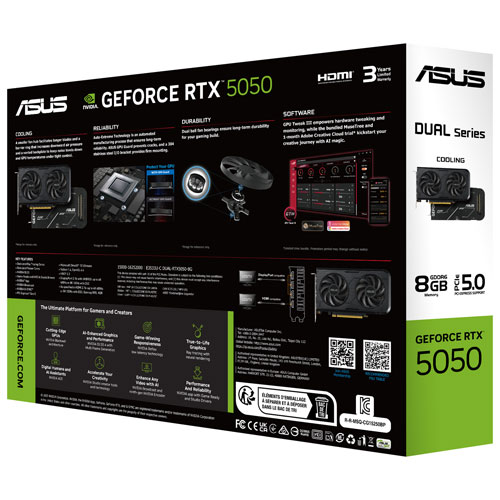 ASUS Dual GeForce RTX 5050 8GB GDDR6 Video Card