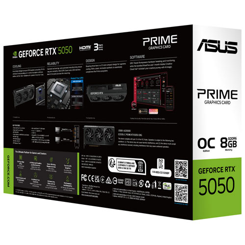 ASUS Prime GeForce RTX 5050 OC 8GB GDDR6 Video Card