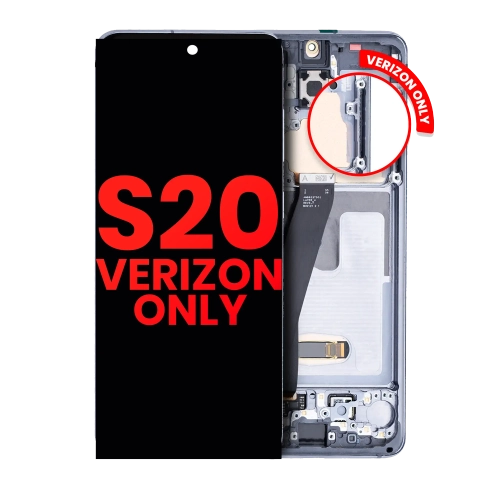 ESOURCE PARTS  Replacement Oled Assembly W/frame Compatible for Samsung Galaxy S20 5G (Verizon 5G Frame) (Aftermarket +) (Cosmic Gray)