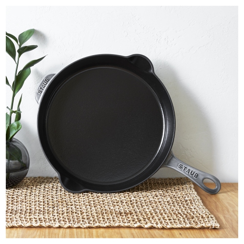 STAUB Pans 28 cm / 11 inch Cast Iron Traditional Deep Frypan, Graphite-Grey