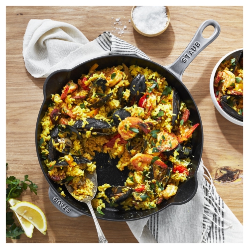 STAUB Pans 28 cm / 11 inch Cast Iron Traditional Deep Frypan, Graphite-Grey