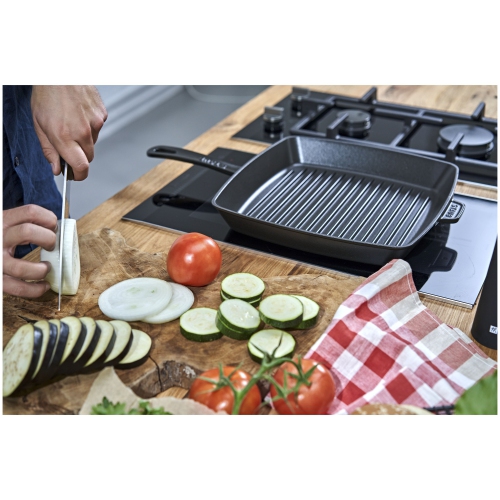 STAUB Grill Pans 30 cm Cast Iron Square American Grill, Black