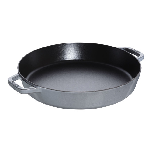 STAUB Pans 34 cm Cast Iron Double Handle Skillet, Graphite-Grey