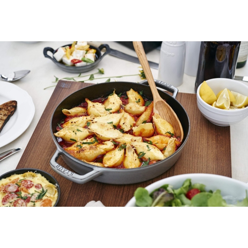 STAUB Pans 34 cm Cast Iron Double Handle Skillet, Graphite-Grey