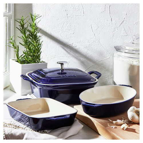 STAUB Ceramique Mixed Baking Dish Set Dark Blue 4 Piece