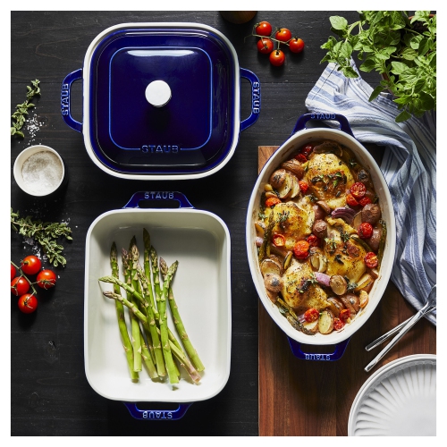 STAUB Ceramique Mixed Baking Dish Set Dark Blue 4 Piece