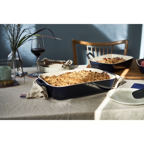 STAUB – Ensemble de plats de cuisson rectangulaires Ceramique, bleu foncé, 3 pièces