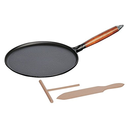 Poêle à crêpes en fonte 28 cm DE STAUB Pans avec poignée en bois