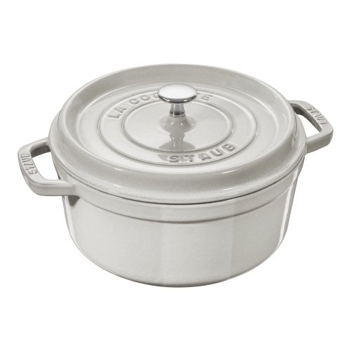STAUB La Cocotte 6.75 L Cast Iron Round Cocotte, White Truffle