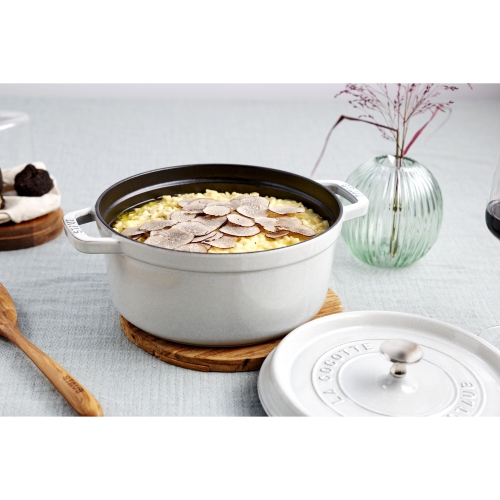 STAUB La Cocotte 6.75 L Cast Iron Round Cocotte, White Truffle