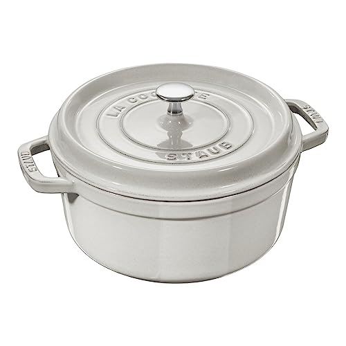 STAUB La Cocotte 6.75 L Cast Iron Round Cocotte, White Truffle