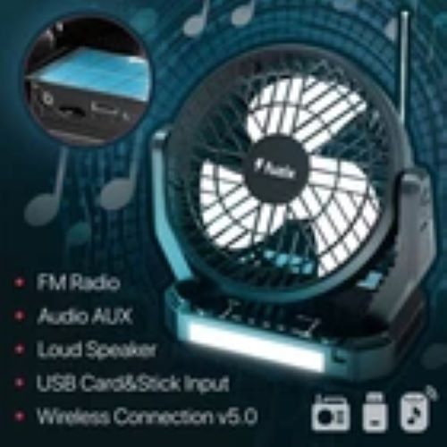 Fuzix Aero Solar Powered Portable Fan BT Speaker AUX USB Micro SD