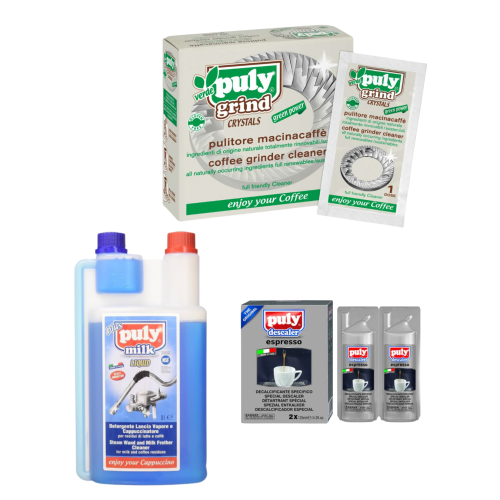 Puly Coffee Cleaning Kit – Grinder Cleaner + Milk Frother Cleaner + Espresso Descaler – Complete Maintenance Set for Espresso Machines
