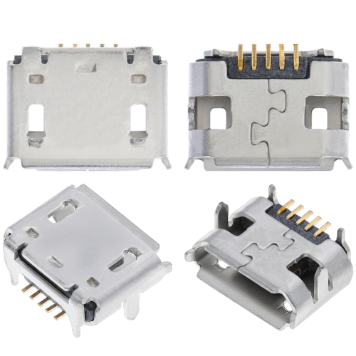 ESOURCE PARTS  Replacement Charging Port Soldering Required - 05 Pin - Micro B - 4 Anchor Points (C163)
