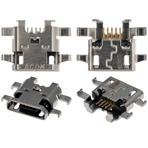 ESOURCE PARTS  Replacement Charging Port Soldering Required - 05 Pin - Micro B - 6 Anchor Points (C282)