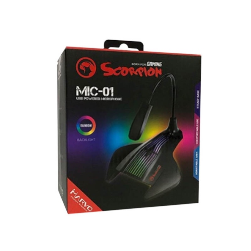 Marvo MIC-01 USB Powered 7-Color and RGB LED gaming Microphone_Black