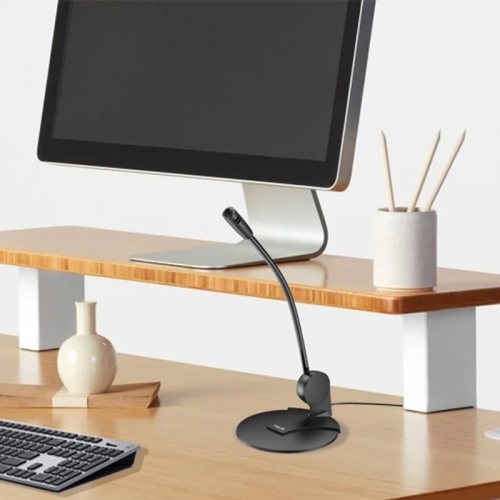 Havit H207D 3.5mm Wired Goose Neck, Multi-Angle Conference Microphone for Computer_Black