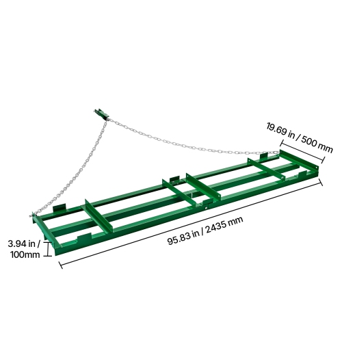 Flèche de remorquage VEVOR 8&nbsp;pi, remorquage robuste derrière, avec barres réglables et chaîne de 72&nbsp;po, râteau d'aménagement d'allée pour