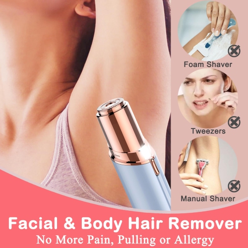 Facial Hair Removal for Women, Mini Hair Remover, Electric Razor Shaver Portable Bikini Epilator for Lips, Chin, Armpit, Peach Fuzz, Fingers, Neck