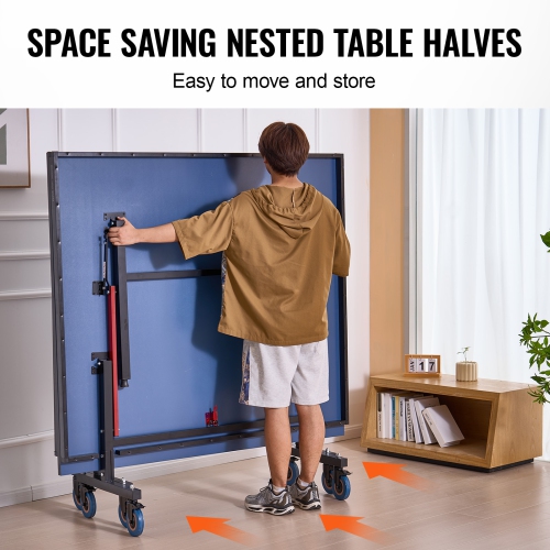 VEVOR 25mm Ping Pong Table, Professional Table Tennis Game, Indoor MDF Portable Table Tennis Table, Ping Pong Table with Quick Clamp Net and Lockable