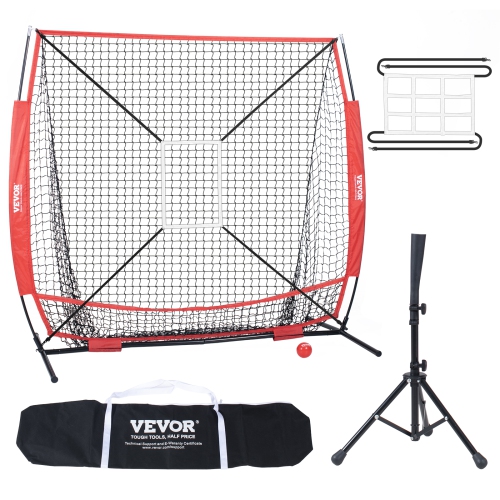 VEVOR 5x5 ft Baseball Softball Practice Net, Portable Baseball Training Net for Hitting Batting Catching Pitching, Backstop Baseball Equipment with