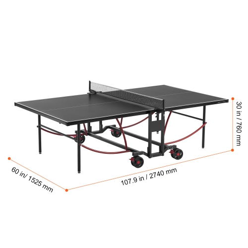 VEVOR Ping Pong Table, Professional Table Tennis Game, Indoor/Outdoor All Weather Aluminum Table Tennis Table, Foldable Table with Clamp Net &