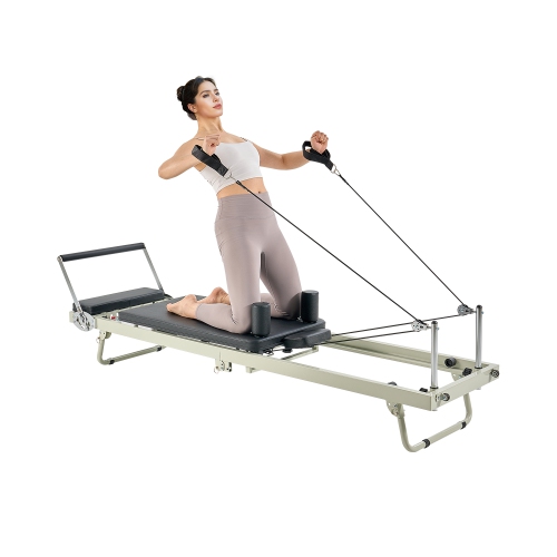 VEVOR  400 Lbs Foldable Pilates Reformer, Pilates Workout Machine for Home Gym Studio, Pilates Bed \w Dual Resistance- Spring & Cord, Reformer Set