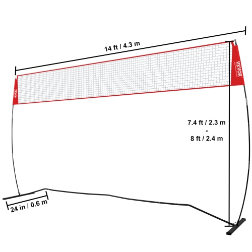 VEVOR Freestanding Volleyball Training Net for Indoor or Outdoor Use, Adjustable Height Portable Net System with Carrying Bag, Professional
