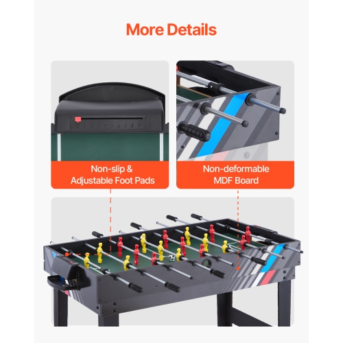 VEVOR 4-in-1 Combo Game Table Set, 48" Air Hockey Table, Multi Combination Table with Air Hockey, Pool Billiard, Foosball, Ping Pong, Pushers &