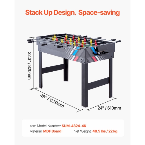 VEVOR 4-in-1 Combo Game Table Set, 48" Air Hockey Table, Multi Combination Table with Air Hockey, Pool Billiard, Foosball, Ping Pong, Pushers &