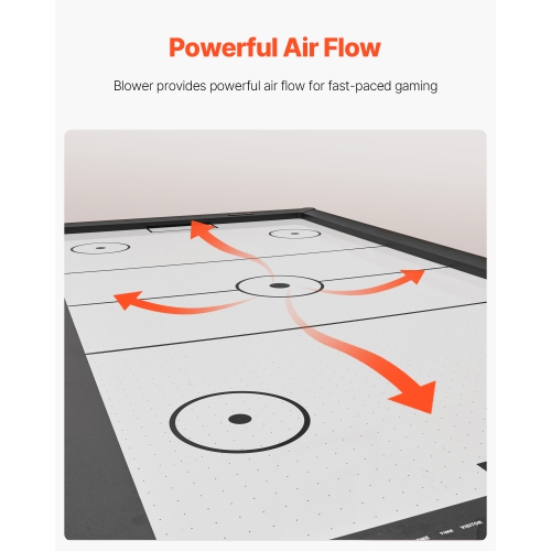 VEVOR 84" Air Hockey Table, Indoor Arcade Table Gaming Set with 2 Pushers, 2 Pucks, Electronic Scorer, X-shaped Legs & High-powered Blower, Air