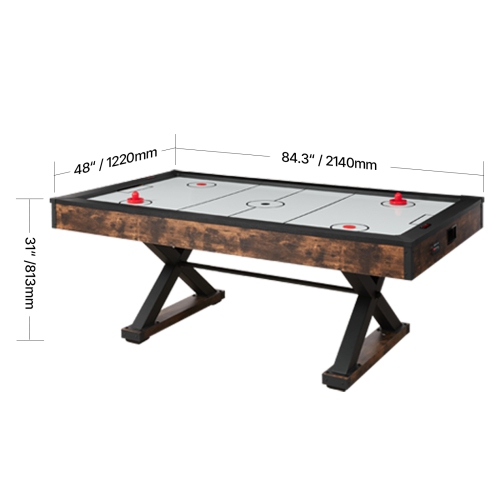 VEVOR 84" Air Hockey Table, Indoor Arcade Table Gaming Set with 2 Pushers, 2 Pucks, Electronic Scorer, X-shaped Legs & High-powered Blower, Air