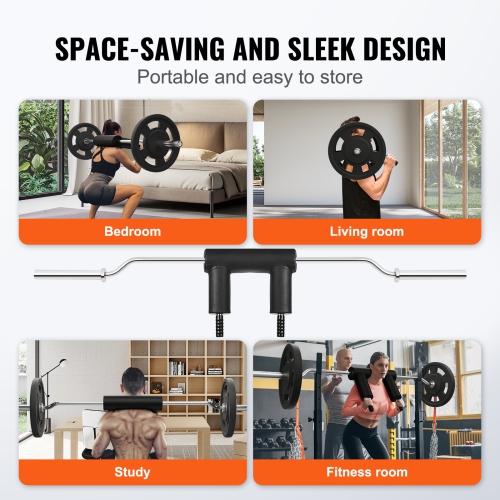 VEVOR 1,500 LBS Safety Squat Bar, Safety Squat Bar Attachment with Shoulder and Arm Pads, 32mm Diameter Weight Bar, Ideal for Front Squats, Lunges,