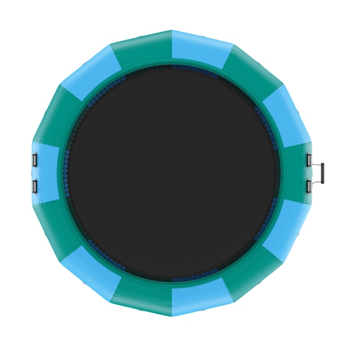 VEVOR 15ft Inflatable Water Bouncer, Recreational Water Trampoline, Portable Bounce Swim Platform with 3-Step Ladder & Electric Air Pump, Kids Adults