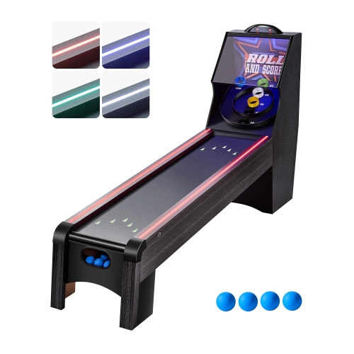 VEVOR  9' Roll And Score Classic Arcade Game Table, Skee Ball Arcade, w Led Electronic Scorer & Track Lighting, Automatic Ball Return, Home