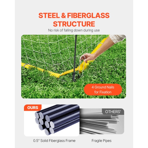 VEVOR 12x6 ft Portable Soccer Goal, Adults Kids Backyard Soccer Net, Large Practice Soccer Net, Steel Fiberglass Structure Training Goal
