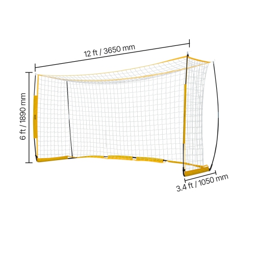 VEVOR 12x6 ft Portable Soccer Goal, Adults Kids Backyard Soccer Net, Large Practice Soccer Net, Steel Fiberglass Structure Training Goal