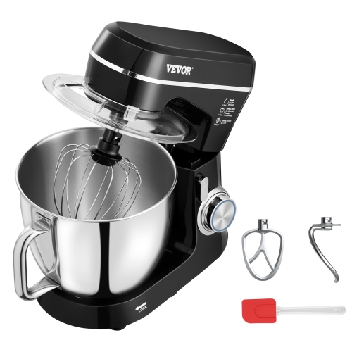 VEVOR 5.3QT + 4.4QT Stand Mixer, Two Stainless Steel Bowls, 10+P Speeds Tilt-head Mixer, with Dough Hook, Wire Whip, Beater, Scraper, Household Mixer