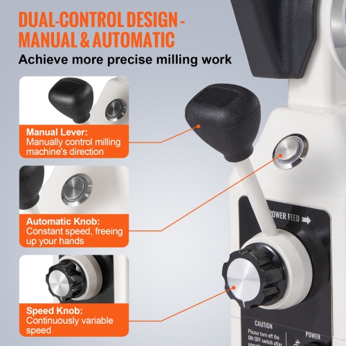 VEVOR 0-200RPM X-Axis Power Feed for Milling Machine, 150 in-lb Torque, 120V Power Table Feed Mill Feeder, for Bridgeport Some Knee Type Mills with a