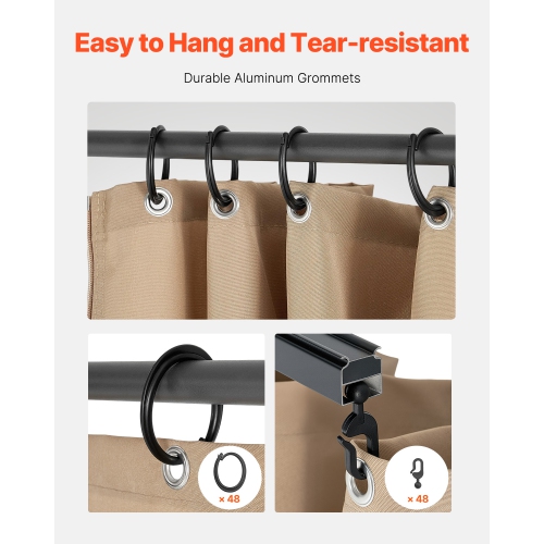 VEVOR 10' x 10' x 6.7' Gazebo Curtains Outdoor, 4-Panel Sidewall Gazebo Privacy Curtains with Zippers, Outdoor Curtain Replacement for Patio Canopy,