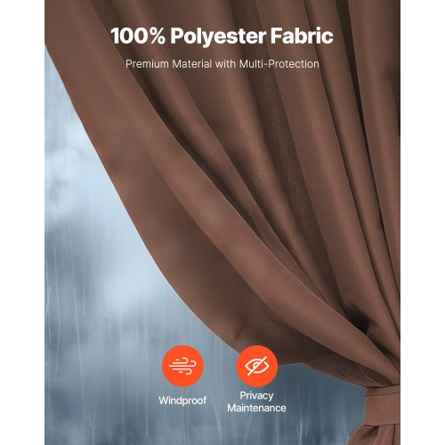 VEVOR 10' x 10' x 6.9' Gazebo Curtains Outdoor, 4-Panel Sidewall Gazebo Privacy Curtains with Zippers, Outdoor Curtain Replacement for Patio Canopy,