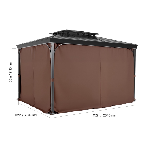 VEVOR 10' x 10' x 6.9' Gazebo Curtains Outdoor, 4-Panel Sidewall Gazebo Privacy Curtains with Zippers, Outdoor Curtain Replacement for Patio Canopy,