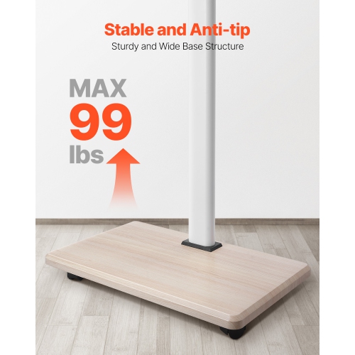 VEVOR Rolling TV Stand, Mobile TV Cart for 32-70 Inch Screens, 25° Left-Right Rotation and Height Adjustable, Holds up to 99 lbs for Corner, Bedroom,