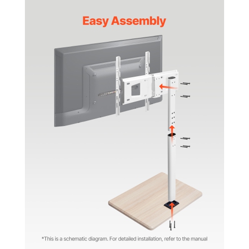 VEVOR Rolling TV Stand, Mobile TV Cart for 32-70 Inch Screens, 25° Left-Right Rotation and Height Adjustable, Holds up to 99 lbs for Corner, Bedroom,