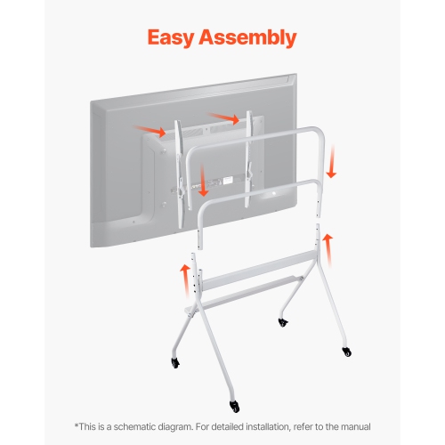 VEVOR 198 lbs L.C. Rolling TV Stand, Mobile TV Cart for 35-100in LED/LCD/OLED Flat/Curved TVs, Handy Stand with Wheels, for Living