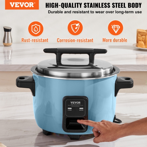VEVOR 60-Cup Commercial Rice Cooker, 13.74 Qt / 13 Liter Large Rice Cooker and Warmer with Nonstick Inner Pot, Fast Cooking and 24-Hour Keep Warm,
