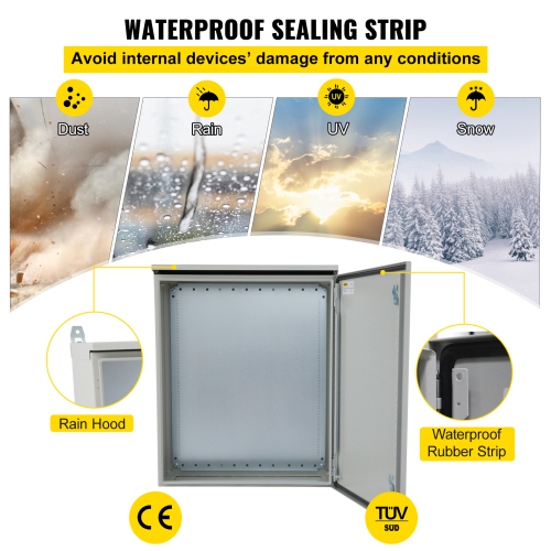 VEVOR 24'' x 24'' x 8'' Electrical Enclosure,NEMA 4 Outdoor Enclosure, IP65 Waterproof & Dustproof Cold-Rolled Carbon Steel Hinged Junction Box for