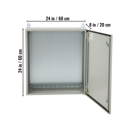 VEVOR 24'' x 24'' x 8'' Electrical Enclosure,NEMA 4 Outdoor Enclosure, IP65 Waterproof & Dustproof Cold-Rolled Carbon Steel Hinged Junction Box for