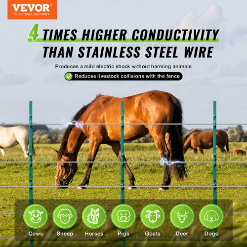 VEVOR 16 Gauge Aluminum Wire for Electric Fencing, 1640Ft 500M Electric Fence Wire, Portable Fencing Wire, 1.6mm Diameter Aluminum Alloy for Higher